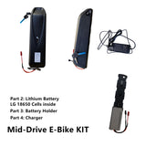 Mid-Drive E-Bike KIT - High Torque 48V 350W Motor 90Nm, 10.4Ah LG Battery